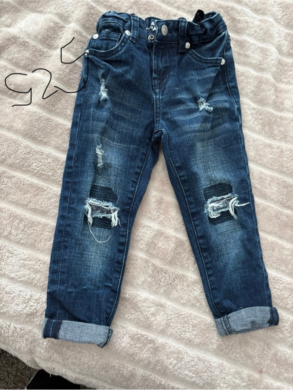 7 For All Mankind Dark Blue Distressed Kids Jeans
